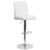 Flash Furniture Contemporary White Vinyl Adjustable Height Bar Stool with Chrome Base, Model CH-122090-WH-GG