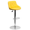 Flash Furniture Contemporary Yellow Vinyl Bucket Seat Adjustable Height Bar Stool with Chrome Base, Model CH-82028A-YEL-GG