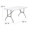 Flash Furniture 30''W x 60''L Blow Molded Plastic Folding Table, Model DAD-YCZ-152-GG 3
