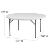 Flash Furniture 60'' Round Granite White Plastic Folding Table, Model DAD-YCZ-154-GW-GG 4