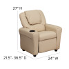 Flash Furniture Contemporary Beige Vinyl Kids Recliner with Cup Holder and Headrest Model DG-ULT-KID-BGE-GG 2