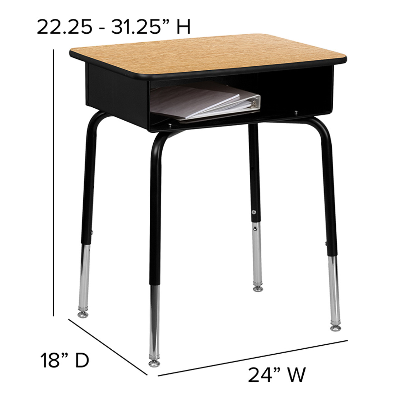 Flash Furniture Adjustable Height Student Desk and Chair with Black  Pedestal Frame