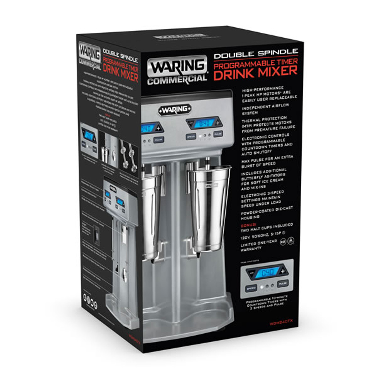 Waring WDM240TX - Double Spindle Countertop Drink Mixer