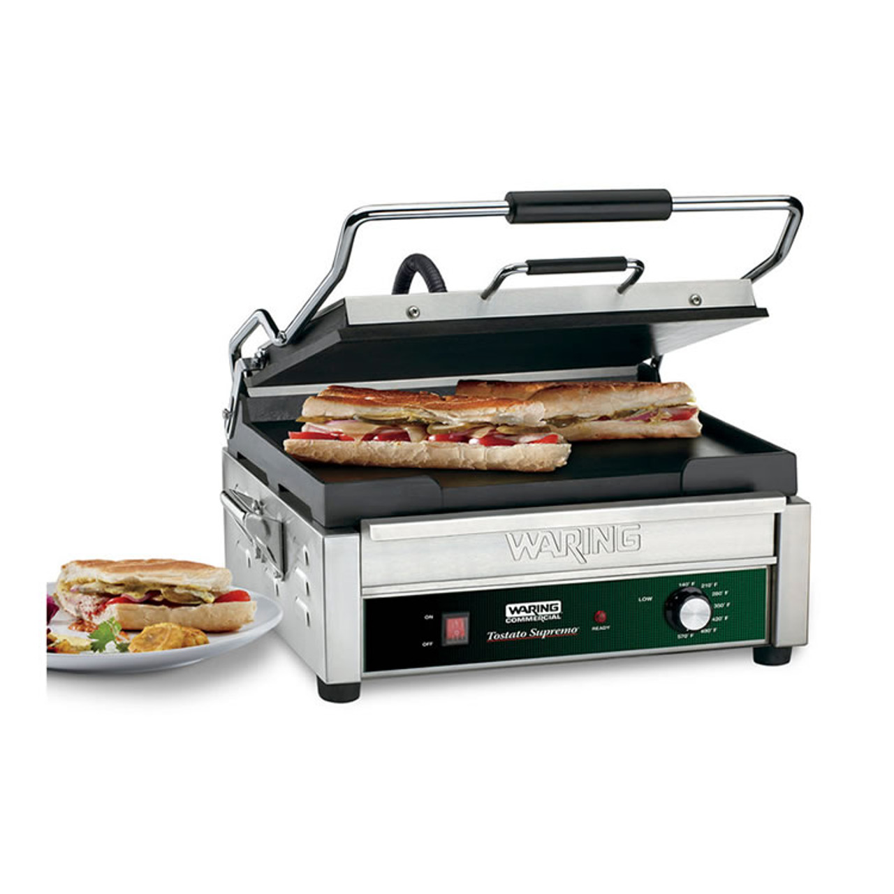 Waring Commercial Black Stainless Steel Heavy-Duty Panini Grill