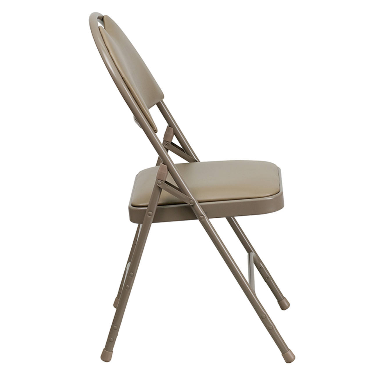 Flash Beige Vinyl Folding Chair, Model 2-HA-MC705AV-3-BGE-GG