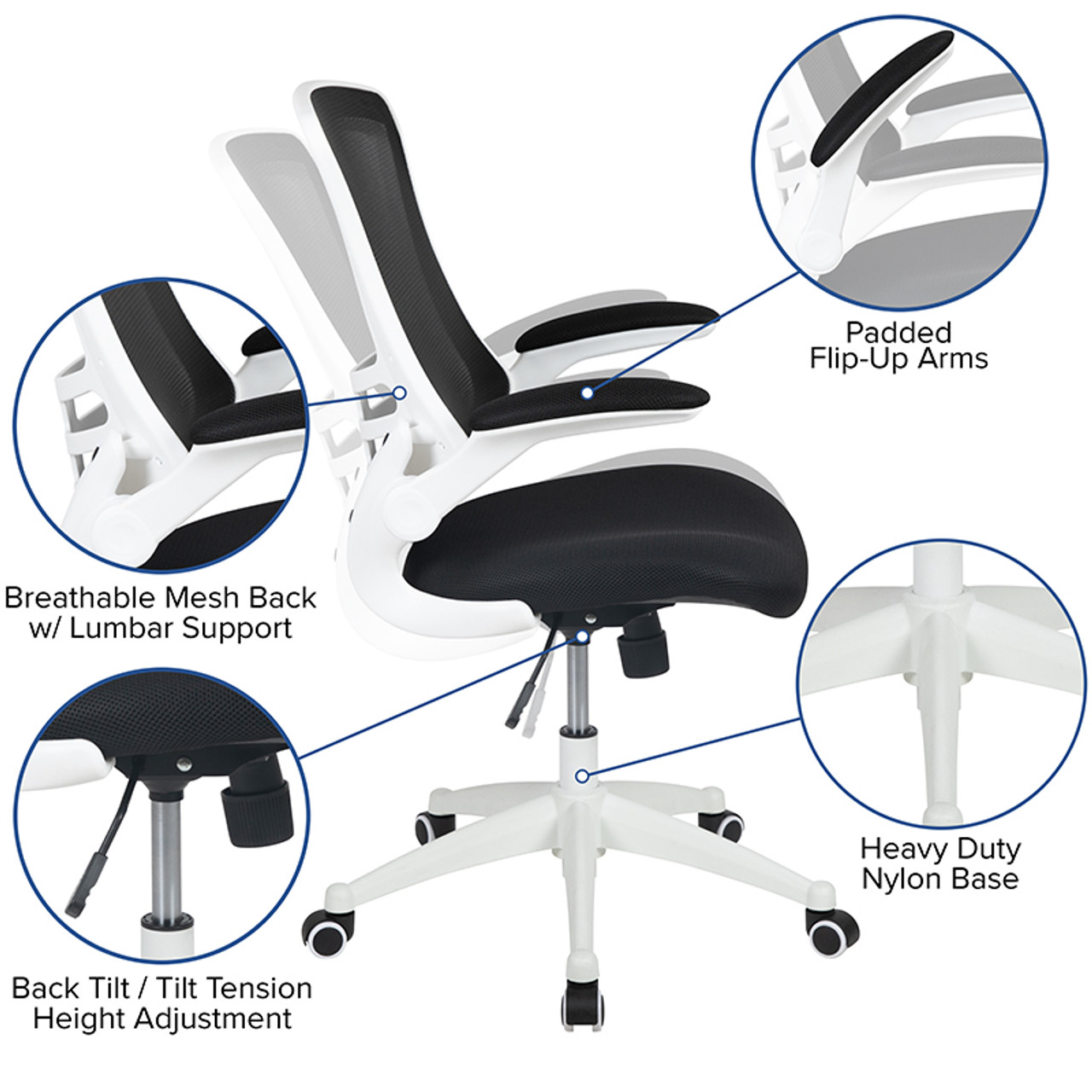 Flash Furniture Ergonomic Mesh Office Desk Chair in Black