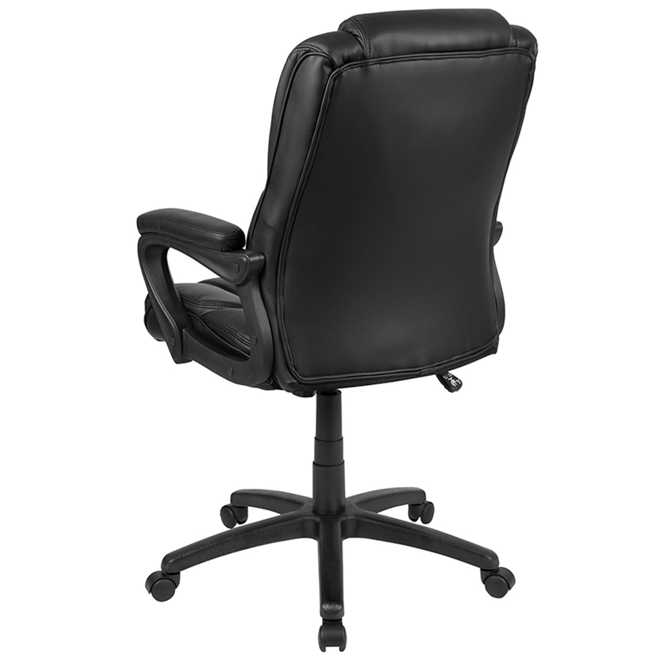 Flash Furniture Fundamentals Mid-Back Black LeatherSoft-Padded Task Office Chair with Arms