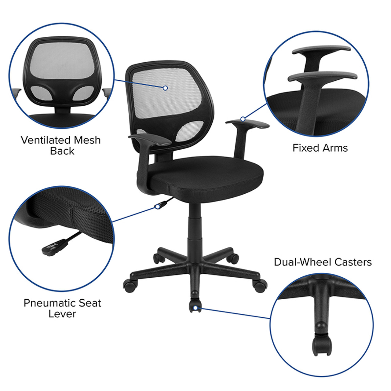 Flash Furniture Ergonomic Mesh Office Desk Chair in Black