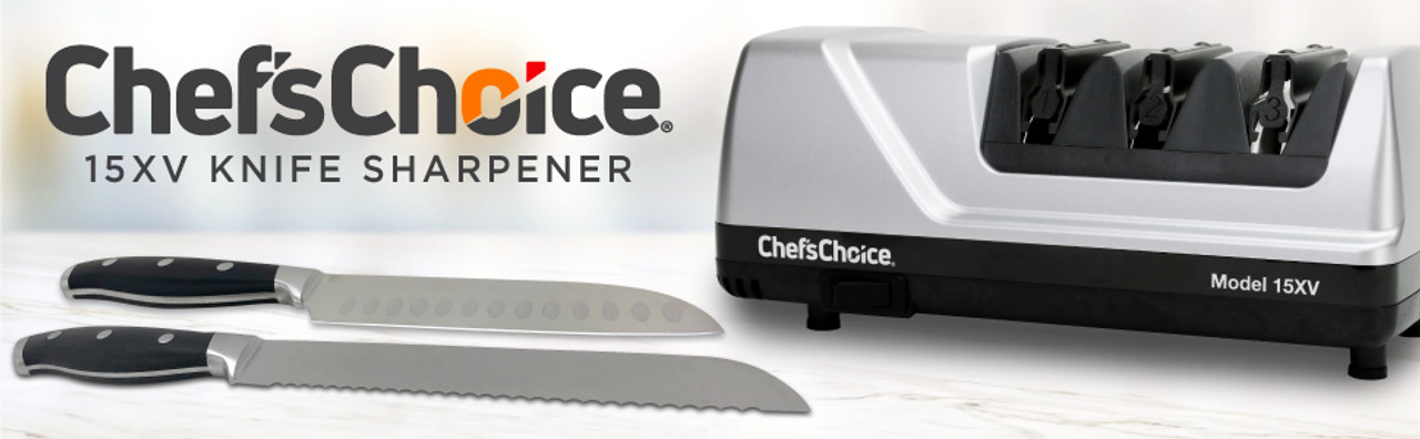 Chefs Choice 15XV Electric Sharpener 3 Stage 15 Deg Trizor Platinum, Model#  0101500