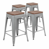 Flash Metal & Wood Counter Height Stools
