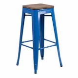 Metal & Wood Colorful Restaurant Bar Stools