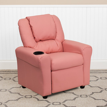 Flash Furniture Contemporary Pink Vinyl Kids Recliner with Cup Holder and Headrest Model DG-ULT-KID-PINK-GG 2