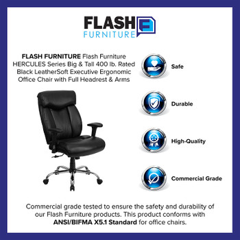 Flash Furniture HERCULES Series 350 lb. Capacity Big & Tall Black Leather Office Chair with Arms Model GO-1235-BK-LEA-A-GG 2