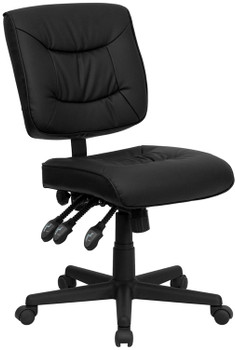 Flash Furniture Mid-Back Black Leather Multi-Functional Task Chair with Height Adjustable Arms Model GO-1574-BK-GG