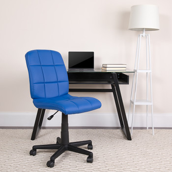 Flash Furniture Mid-Back Blue Quilted Vinyl Task Chair with Nylon Arms Model GO-1691-1-BLUE-GG 2