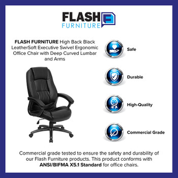 Flash Furniture High Back Black Leather Executive Office Chair, Model GO-7145-BK-GG 2