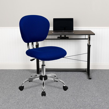 Flash Furniture Mid-Back Blue Mesh Task Chair with Chrome Base Model H-2376-F-BLUE-GG 2