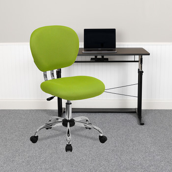 Flash Furniture Mid-Back Green Designer Back Task Chair with Arms and Chrome Base Model H-2376-F-GN-GG 2