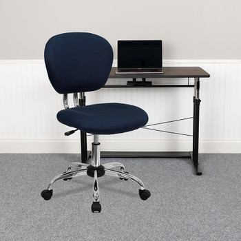 Flash Furniture Mid-Back Navy Mesh Task Chair with Chrome Base Model H-2376-F-NAVY-GG 2