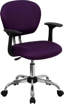 Flash Furniture Mid-Back Purple Mesh Task Chair with Arms and Chrome Base Model H-2376-F-PUR-ARMS-GG