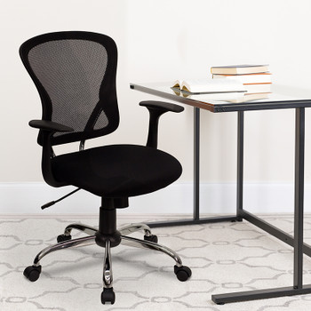 Flash Furniture Mid-Back Black Mesh Office Chair with Chrome Finished Base Model H-8369F-BLK-GG 2