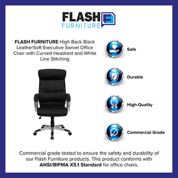 Flash Furniture High Back Black Leather Executive Office Chair, Model H-9637L-1C-HIGH-GG 2