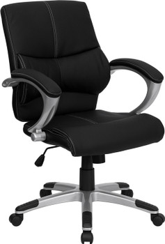 Flash Furniture Mid-Back Black Leather Contemporary Office Chair Model H-9637L-2-MID-GG