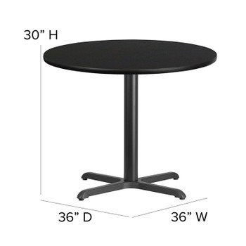 Flash Furniture 36'' Round Black Laminate Table Set with 4 Ladder Back Metal Chairs - Black Vinyl Seat, Model HDBF1029-GG 2