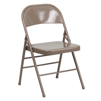 Flash Furniture HERCULES Series Triple Braced & Quad Hinged Beige Metal Folding Chair Model HF3-MC-309AS-BGE-GG