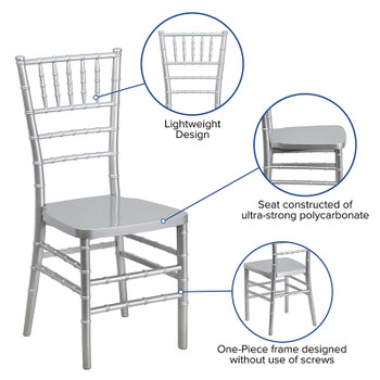 Flash Furniture Flash Elegance Silver Resin Stacking Chiavari Chair, Model LE-SILVER-GG 2