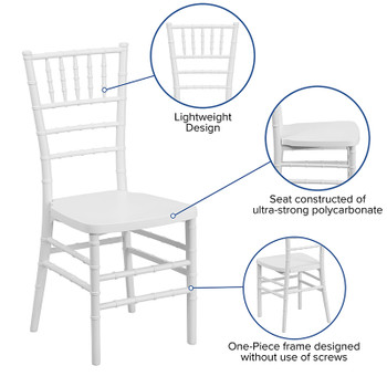 Flash Furniture Flash Elegance White Resin Stacking Chiavari Chair, Model LE-WHITE-GG 2