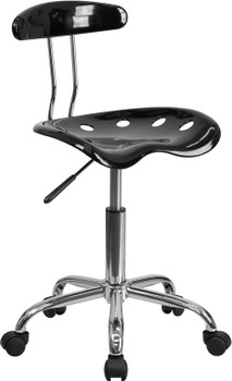 Flash Furniture Vibrant Black and Chrome Computer Task Chair with Tractor Seat Model LF-214-BLK-GG