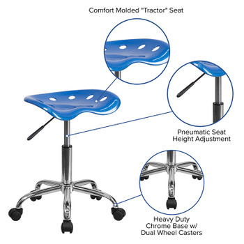 Flash Furniture Vibrant Candy Heart Tractor Seat and Chrome Stool Model LF-214A-BRIGHTBLUE-GG 2