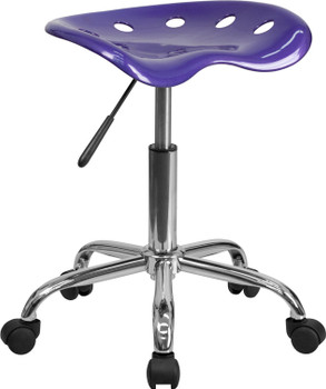Flash Furniture Vibrant White Tractor Seat and Chrome Stool Model LF-214A-VIOLET-GG