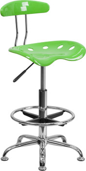 Flash Furniture Vibrant Apple Green and Chrome Drafting Stool with Tractor Seat Model LF-215-APPLEGREEN-GG