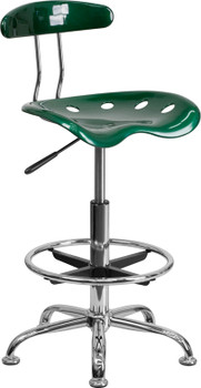 Flash Furniture Vibrant Green and Chrome Drafting Stool with Tractor Seat Model LF-215-GREEN-GG