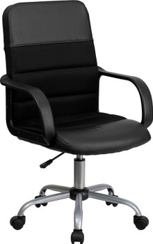 Flash Furniture HERCULES Definity Series Contemporary Black Leather Chair with Stainless Steel Frame Model LF-W-61B-2-GG