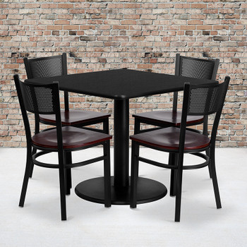 Flash Furniture 36'' Square Black Laminate Table Set with 4 Ladder Back Metal Chairs - Black Vinyl Seat, Model MD-0008-GG 2