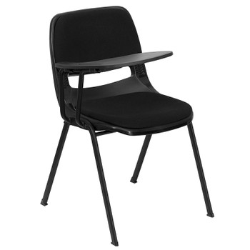 Flash Furniture Black Ergonomic Shell Chair with Left Handed Flip-Up Tablet Arm Model RUT-EO1-01-PAD-RTAB-GG