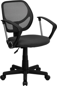 Flash Furniture Mid-Back Gray Mesh Task Chair and Computer Chair with Arms Model WA-3074-GY-A-GG