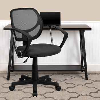 Flash Furniture Mid-Back Gray Mesh Task Chair and Computer Chair with Arms Model WA-3074-GY-A-GG 2