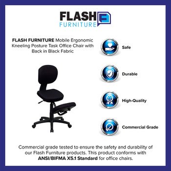 Flash Furniture Mobile Ergonomic Kneeling Task Chair with Black Curved Mesh Back and Fabric Seat Model WL-1430-GG 2