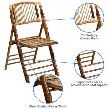 Flash Furniture American Champion Bamboo Folding Chair Model X-62111-BAM-GG 2