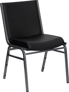 Flash Furniture HERCULES Series Heavy Duty, 3'' Thickly Padded, Black Vinyl Upholstered Stack Chair with Arms Model XU-60153-BK-VYL-GG