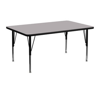 Flash Furniture 24''W x 48''L Rectangular Activity Table with Grey Thermal Fused Laminate Top and Height Adjustable Pre-School Legs Model XU-A2448-REC-GY-T-P-GG