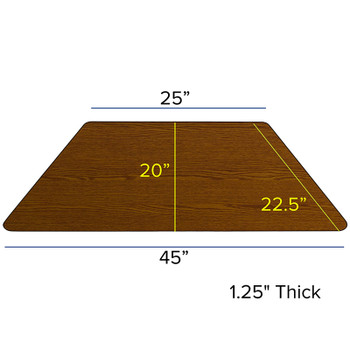 Flash Furniture 24''W x 48''L Trapezoid Activity Table with 1.25'' Thick High Pressure Oak Laminate Top and Standard Height Adjustable Legs Model XU-A2448-TRAP-OAK-H-A-GG 2