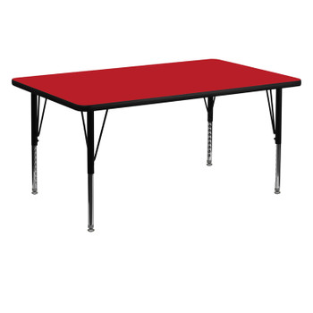 Flash Furniture 30''W x 60''L Rectangular Activity Table with 1.25'' Thick High Pressure Red Laminate Top and Height Adjustable Pre-School Legs Model XU-A3060-REC-RED-H-P-GG