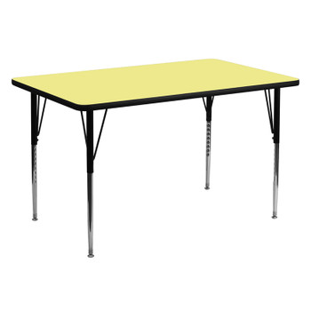 Flash Furniture 30''W x 60''L Rectangular Activity Table with Yellow Thermal Fused Laminate Top and Standard Height Adjustable Legs Model XU-A3060-REC-YEL-T-A-GG