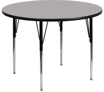 Flash Furniture 48'' Round Activity Table with 1.25'' Thick High Pressure Grey Laminate Top and Standard Height Adjustable Legs Model XU-A48-RND-GY-H-A-GG