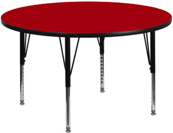 Flash Furniture 48'' Round Activity Table with Red Thermal Fused Laminate Top and Height Adjustable Pre-School Legs Model XU-A48-RND-RED-T-P-GG